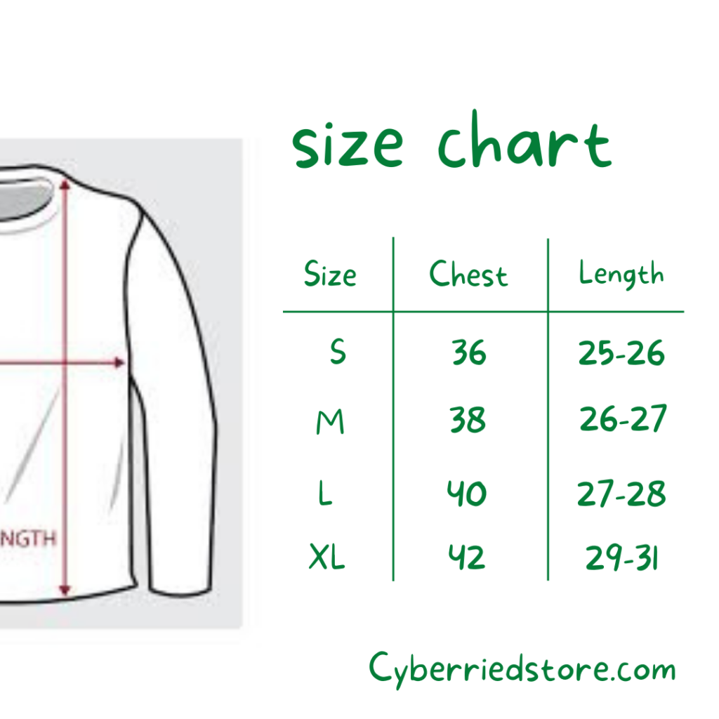 Size Chart - Cyberried Store