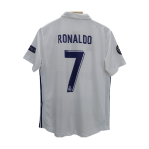 Real Madrid Cristiano Ronaldo retro white jersey back name printed- cyberriedstore