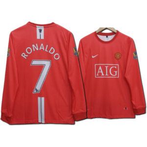 Manchester United 2007-08 home full sleeve jersey embroidery