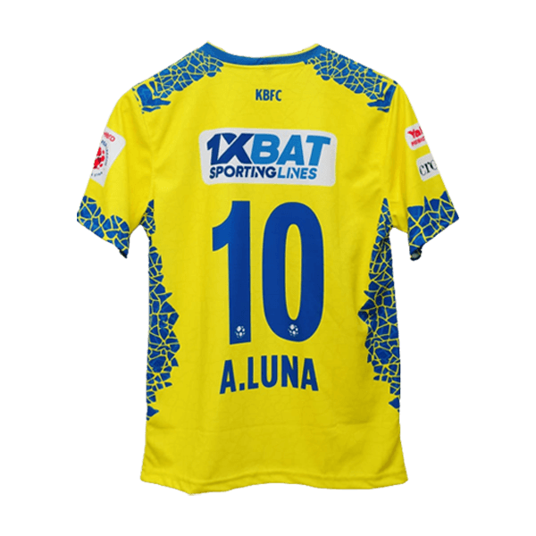 Kerala blasters home 2023-24 season jersey luna number 10 printed