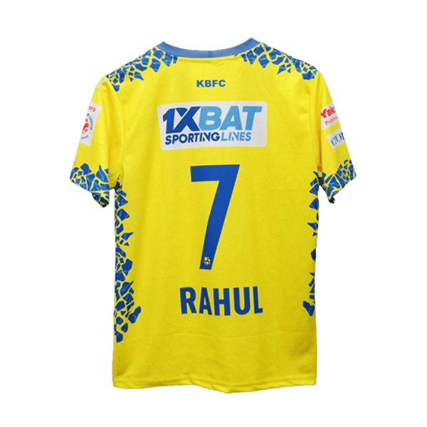 Kerala blasters home 2023-24 season jersey kp rahul number 7 printed