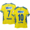 Kerala blasters home 2023-24 season jersey KP Rahul and Luna