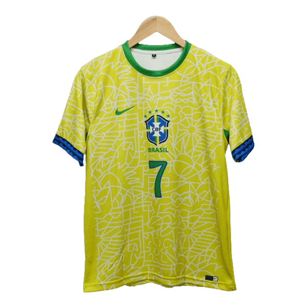 Brazil 2024 Copa América Vinícius Júnior home jersey product number 7 printed front