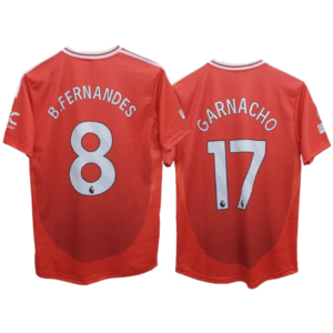 Manchester United 2024-25 home jersey garnacho and Bruno Fernandes