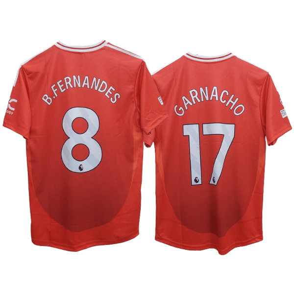 Manchester United 2024-25 home jersey garnacho and Bruno Fernandes