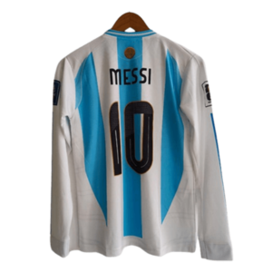 Messi Argentina Three start home full sleeve jersey product back embroidery