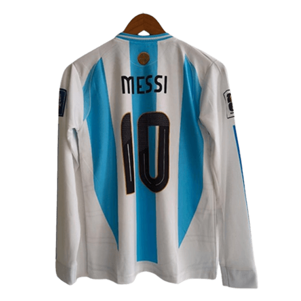 Messi Argentina Three start home full sleeve jersey product back embroidery