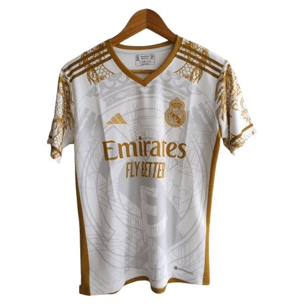 Real Madrid 2024-25 gold dragon special jersey front