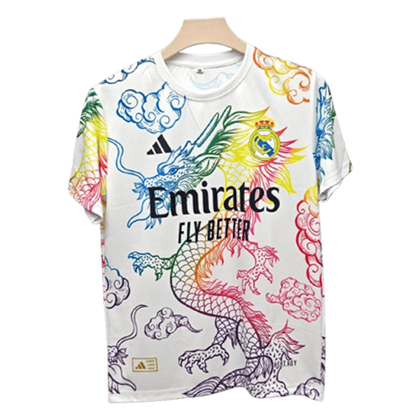 Real Madrid 2024-25 white rainbow dragon jersey product front