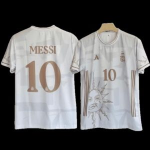 Messi Argentina White-Gold Special Jersey