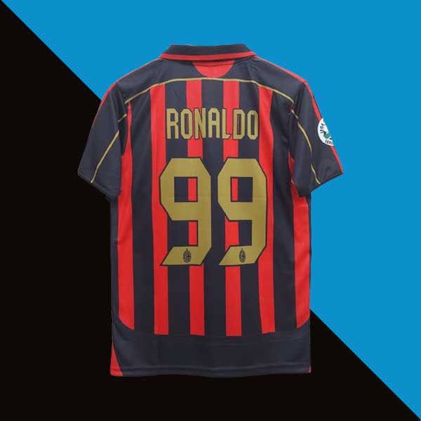 Ac milan 2006-07 home jersey cyberried store product ronaldo 99 back print