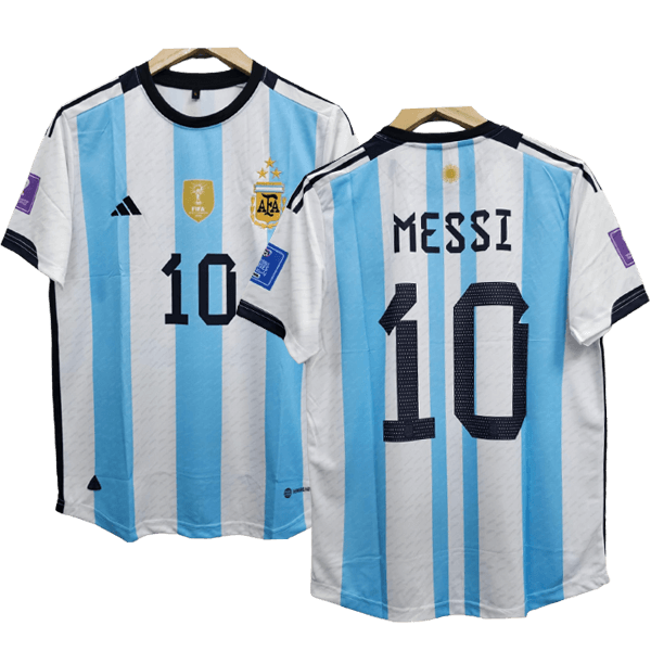 Lionel Messi Argentina Three Star Home Jersey