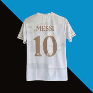 Messi Argentina White-Gold Special Jersey