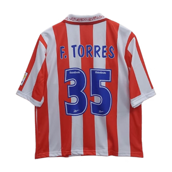 Atletico Madrid 2000-01 Torres Home Five Sleeve Jersey - Image 3