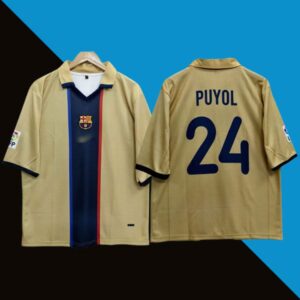Puyol Barcelona 2001-02 Away Five Sleeve Jersey