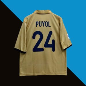 Puyol Barcelona 2001-02 Away Five Sleeve Jersey