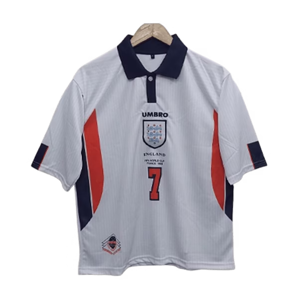 Beckham England 1998 World cup Five Sleeve Jersey - Image 2
