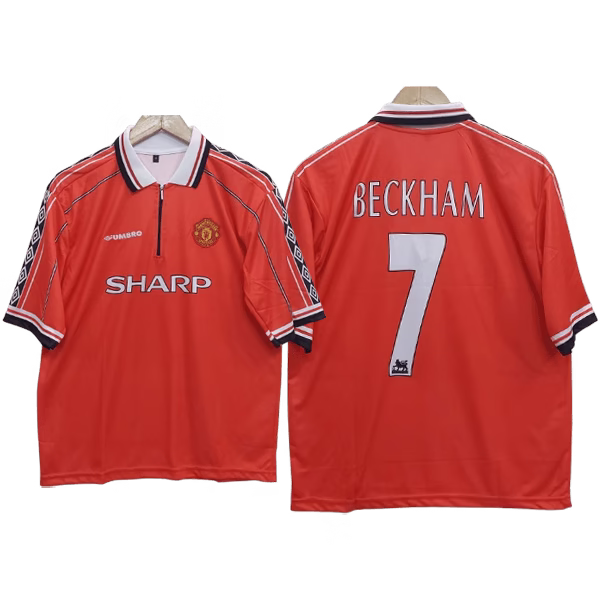 M.United Beckham 1998-99 Home Five Sleeve Jersey