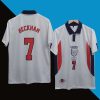 England 1998 world cup home jersey beckham 7 back print