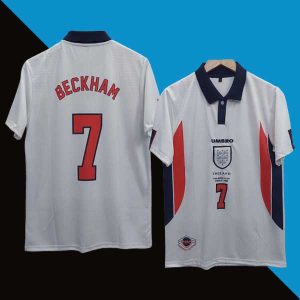 England 1998 world cup home jersey beckham 7 back print