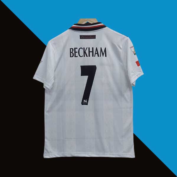 Manchester united 1998-99 away beckham jersey product cyberried back print 7