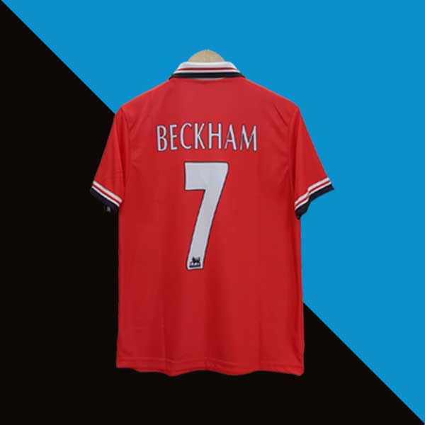 Manchester united 1998-99 david beckham home jersey product back print 7