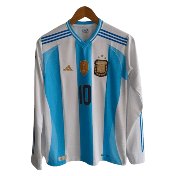 Lionel Messi Argentina Three Star Home Full Sleeve Jersey - Image 3