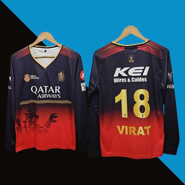 Rcb 2025 ipl home full sleeve jersey virat kohli 18 back product