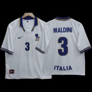 Italy Maldini 1996 Away Five Sleeve Jersey