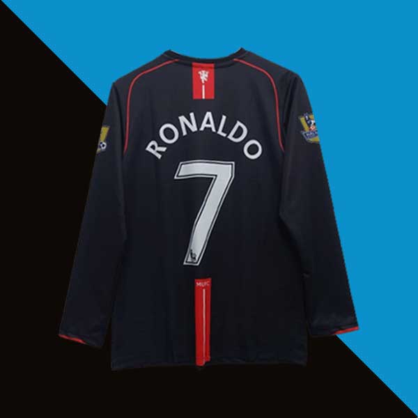 Manchester united 2007-08 away full sleeve jersey cr7 product front embroidery back