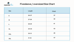 cyberried store oversized jersey size chart