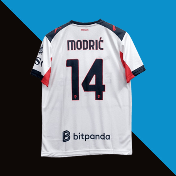 Ac milan 2025-26 modric away jersey product cyberried number 14 back