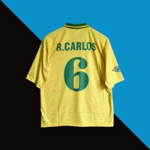 Brazil 1991-93 Roberto Carlos Home Five Sleeve Jersey